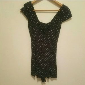 Navy polka dot romper